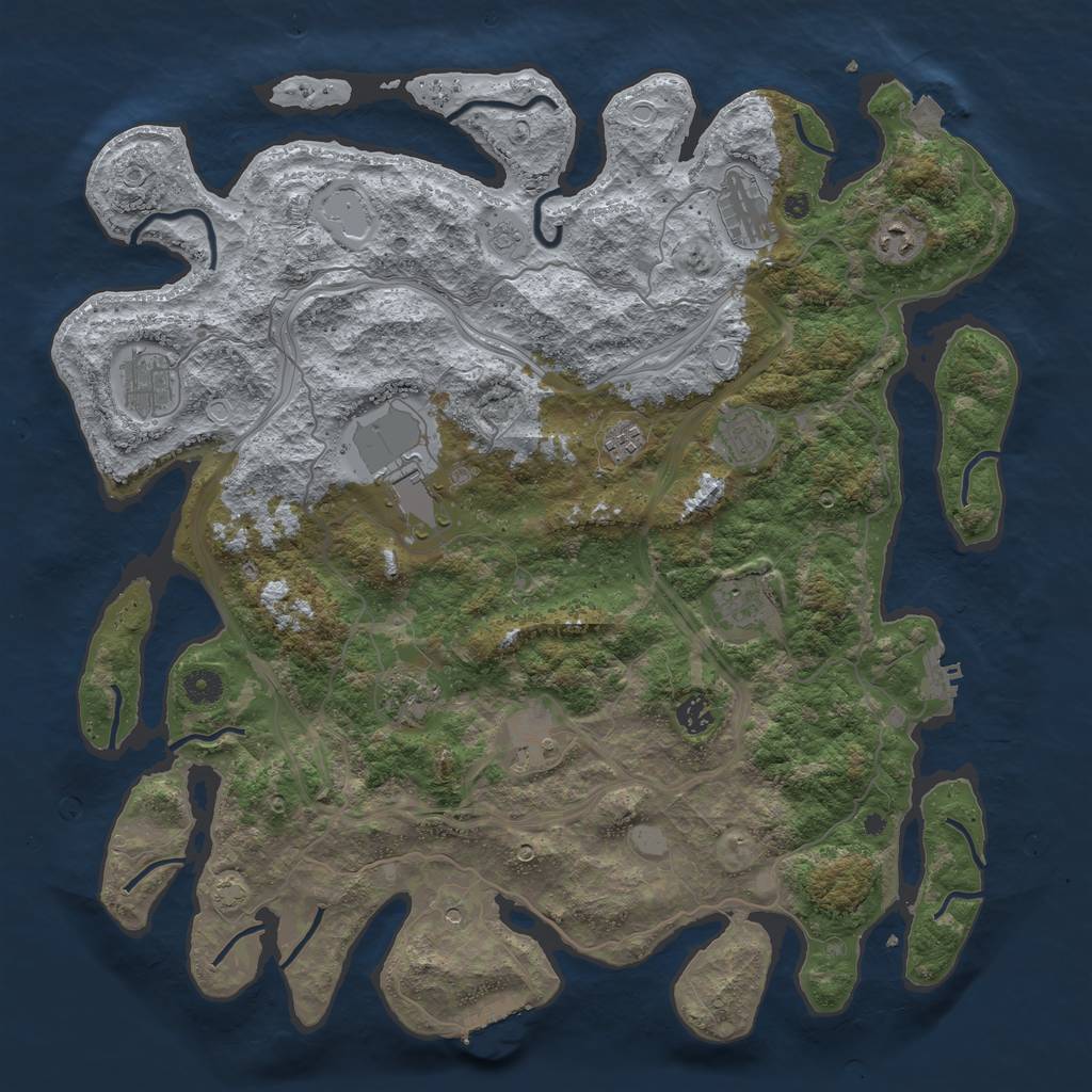 Rust Map: Procedural Map, Size: 4400, Seed: 74207651, 18 Monuments