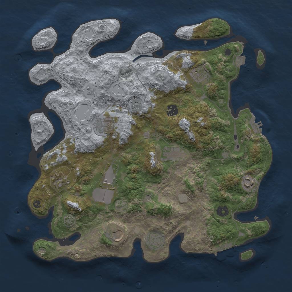 Rust Map: Procedural Map, Size: 3750, Seed: 3538, 18 Monuments