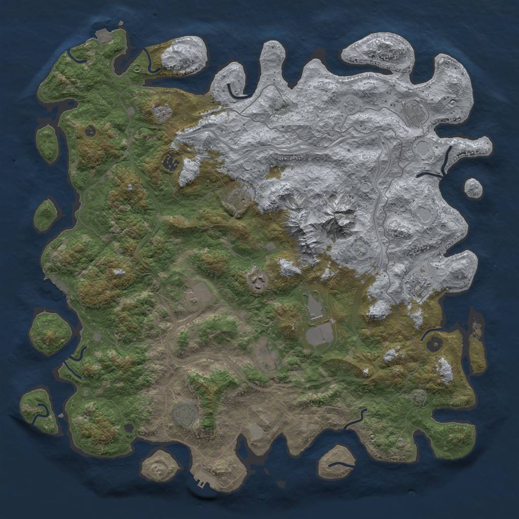 Rust Map: Procedural Map, Size: 5000, Seed: 257813112, 18 Monuments