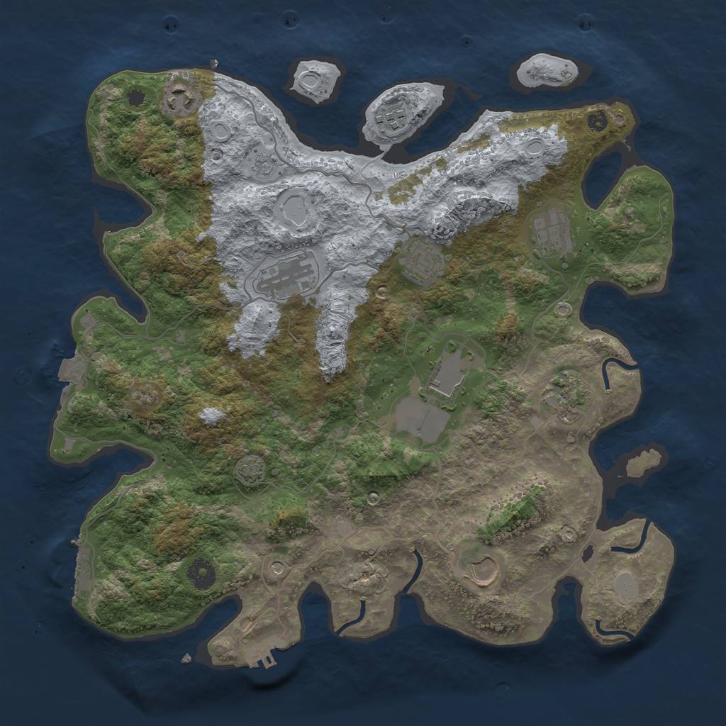 Rust Map: Procedural Map, Size: 3700, Seed: 882597888, 16 Monuments