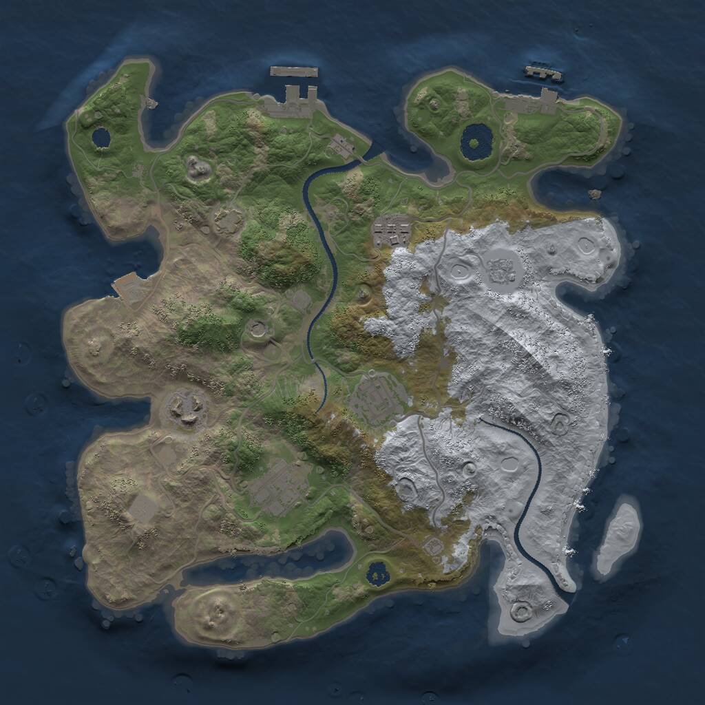 Rust Map: Procedural Map, Size: 3000, Seed: 1386449848, 10 Monuments