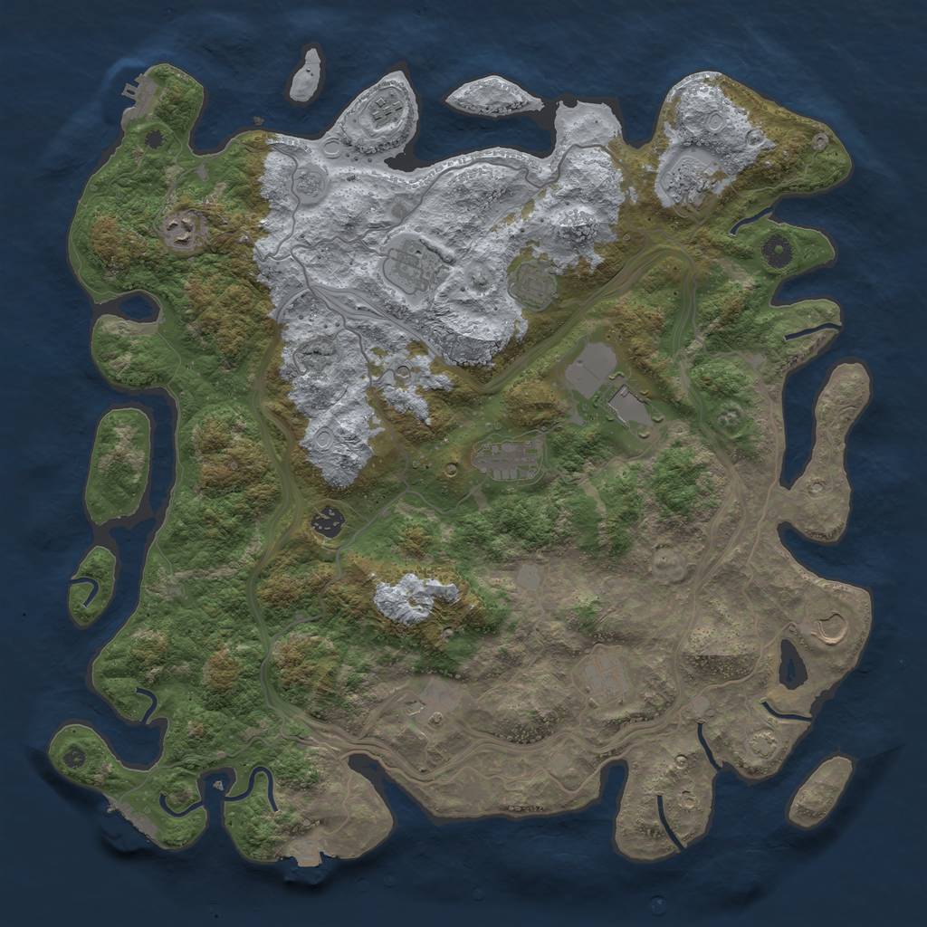 Rust Map: Procedural Map, Size: 4500, Seed: 1474600572, 19 Monuments