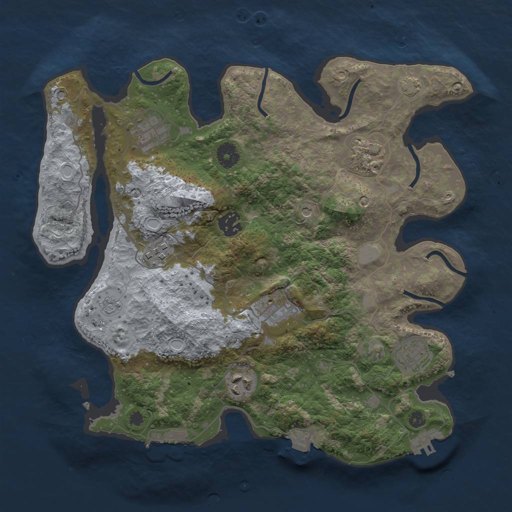 Rust Map: Procedural Map, Size: 3250, Seed: 623758039, 15 Monuments