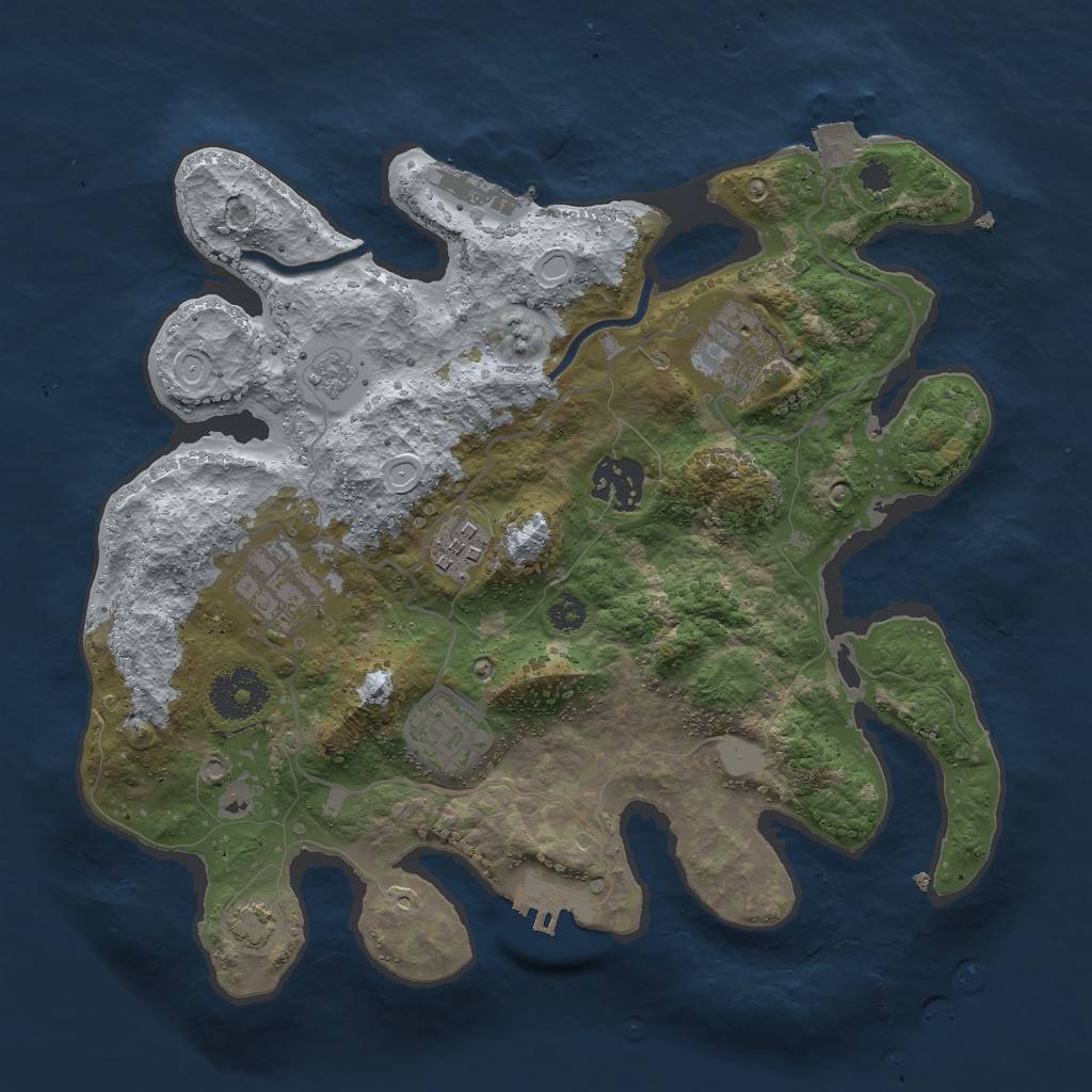 Rust Map: Procedural Map, Size: 3000, Seed: 1453038244, 12 Monuments