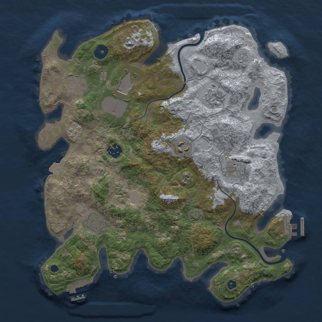 Rust Map: Procedural Map, Size: 3500, Seed: 3157, 13 Monuments