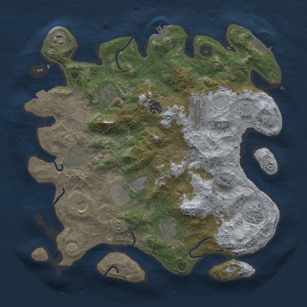 Rust Map: Procedural Map, Size: 3750, Seed: 717084919, 17 Monuments