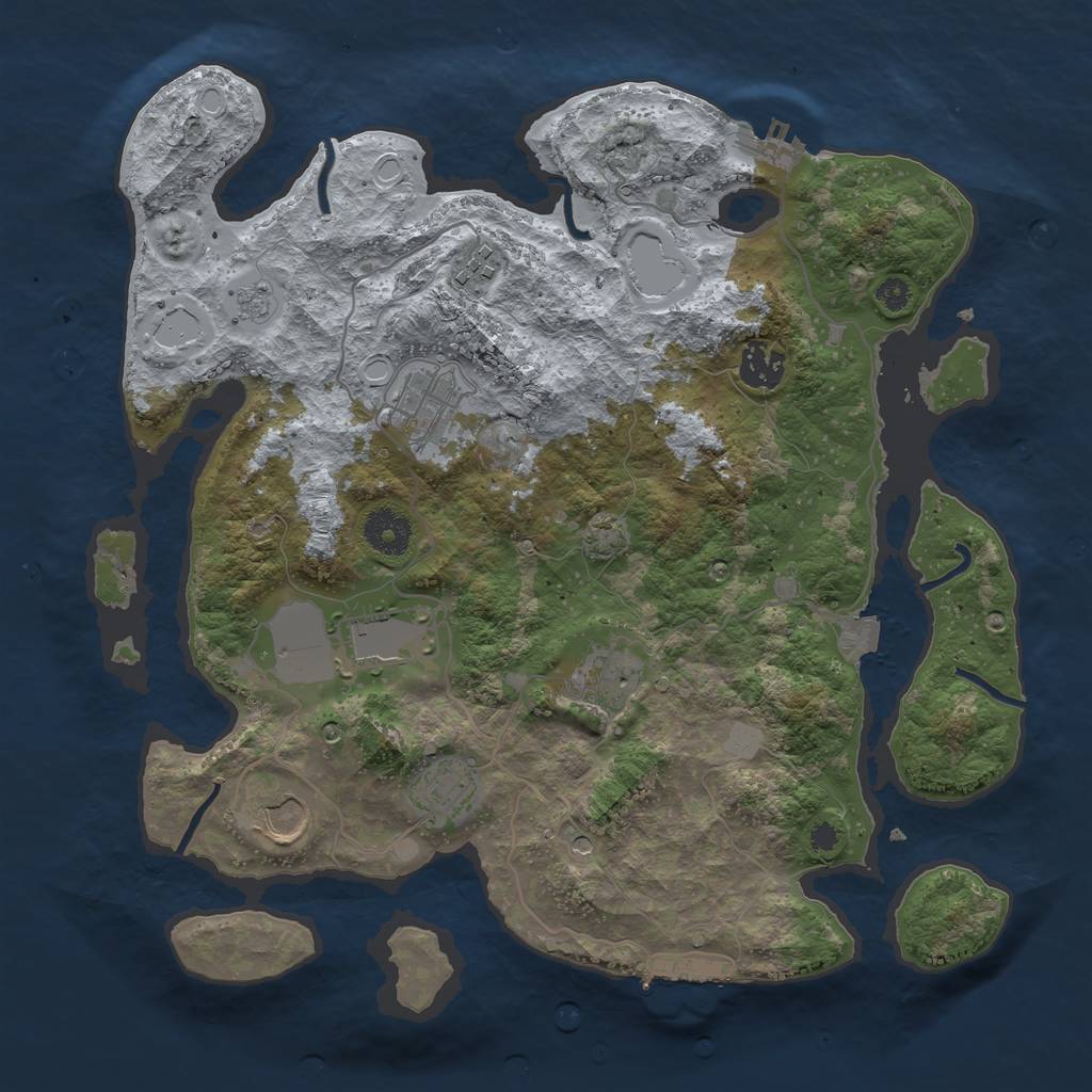 Rust Map: Procedural Map, Size: 3500, Seed: 688646470, 15 Monuments