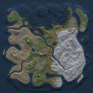 Thumbnail Rust Map: Procedural Map, Size: 3700, Seed: 79486225, 14 Monuments