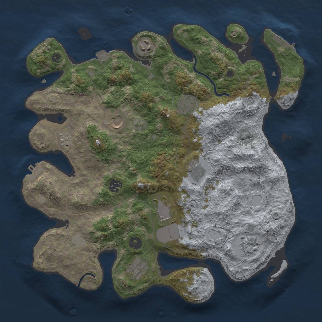 Rust Map: Procedural Map, Size: 3700, Seed: 79486225, 17 Monuments