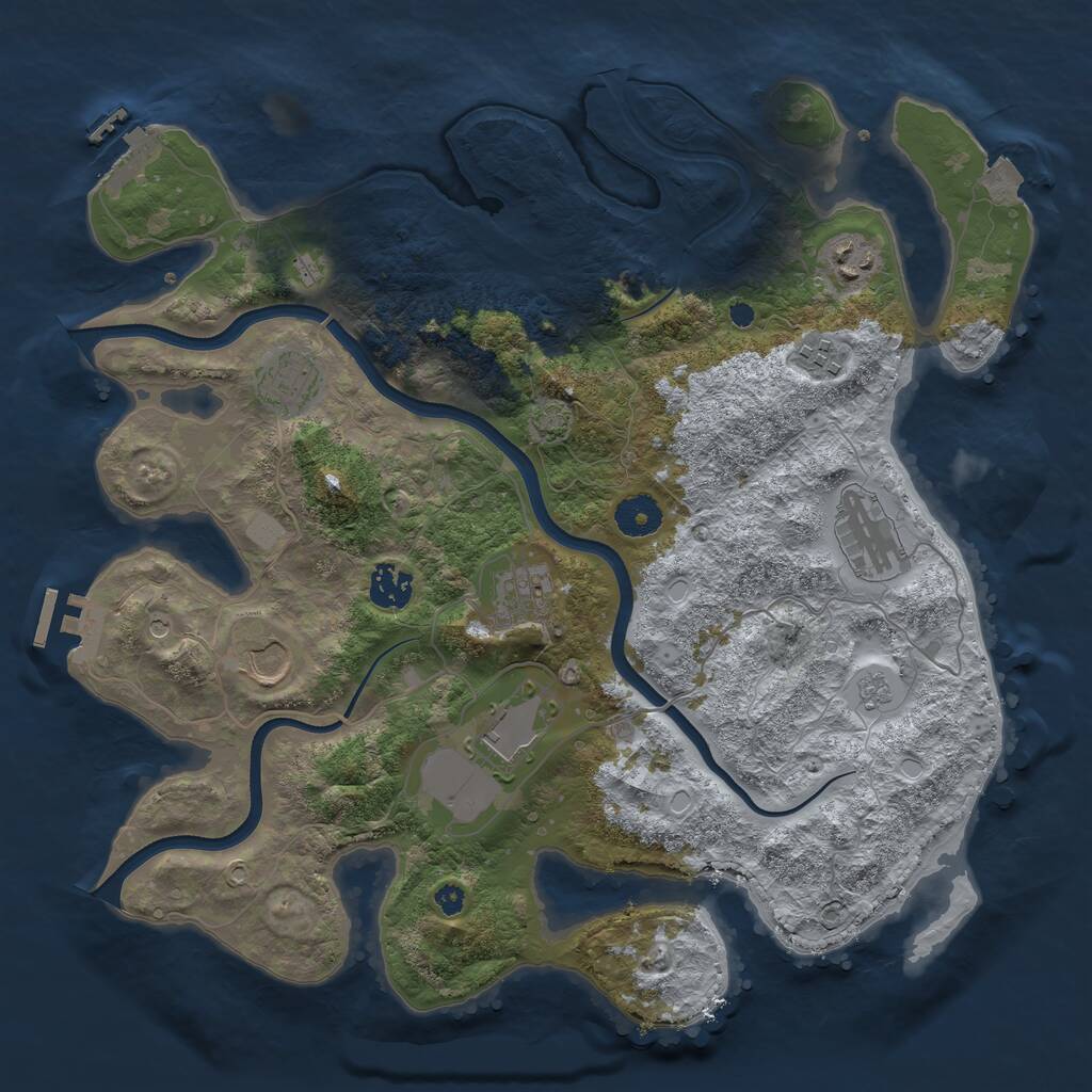 Rust Map: Procedural Map, Size: 3700, Seed: 79486225, 14 Monuments