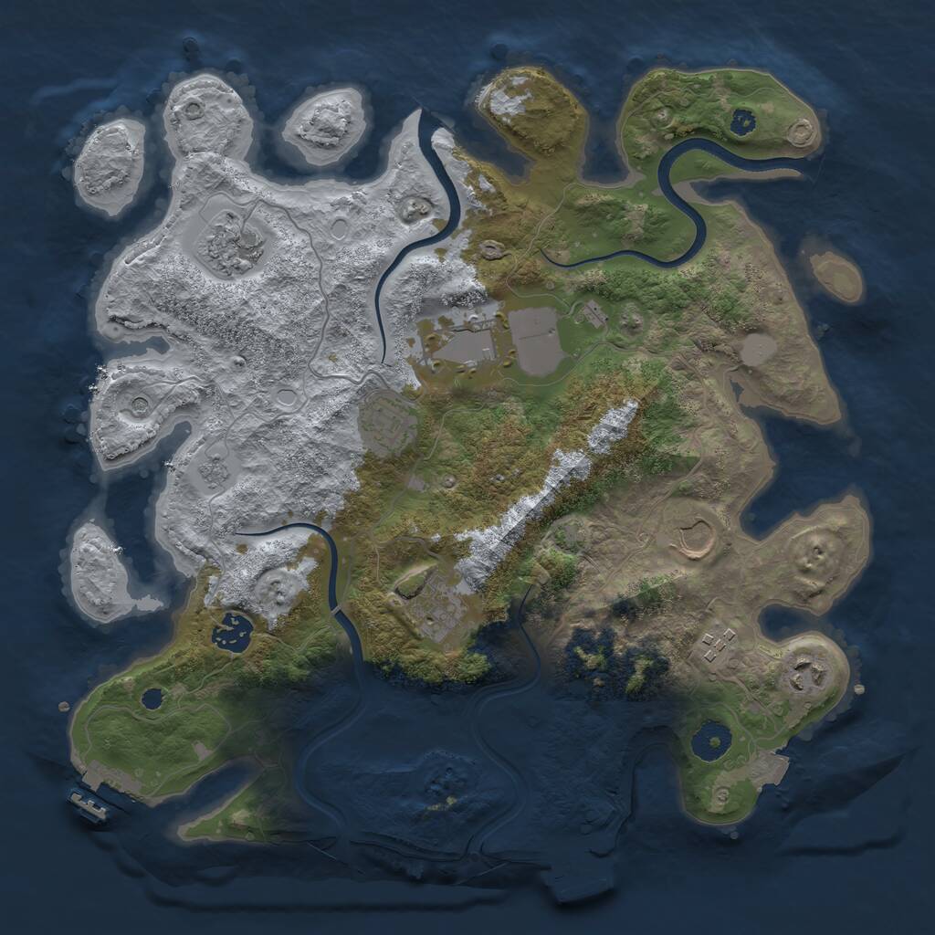 Rust Map: Procedural Map, Size: 3600, Seed: 2325, 14 Monuments