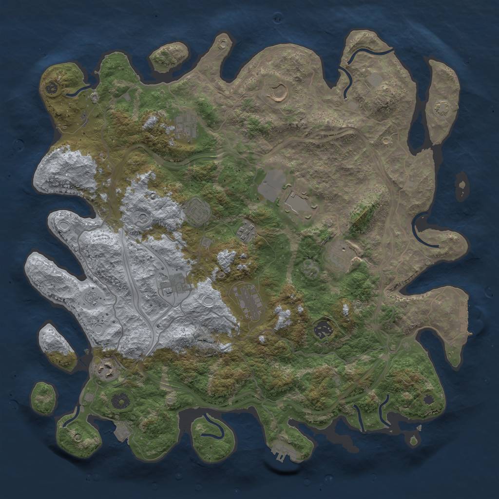 Rust Map: Procedural Map, Size: 4250, Seed: 837706428, 18 Monuments