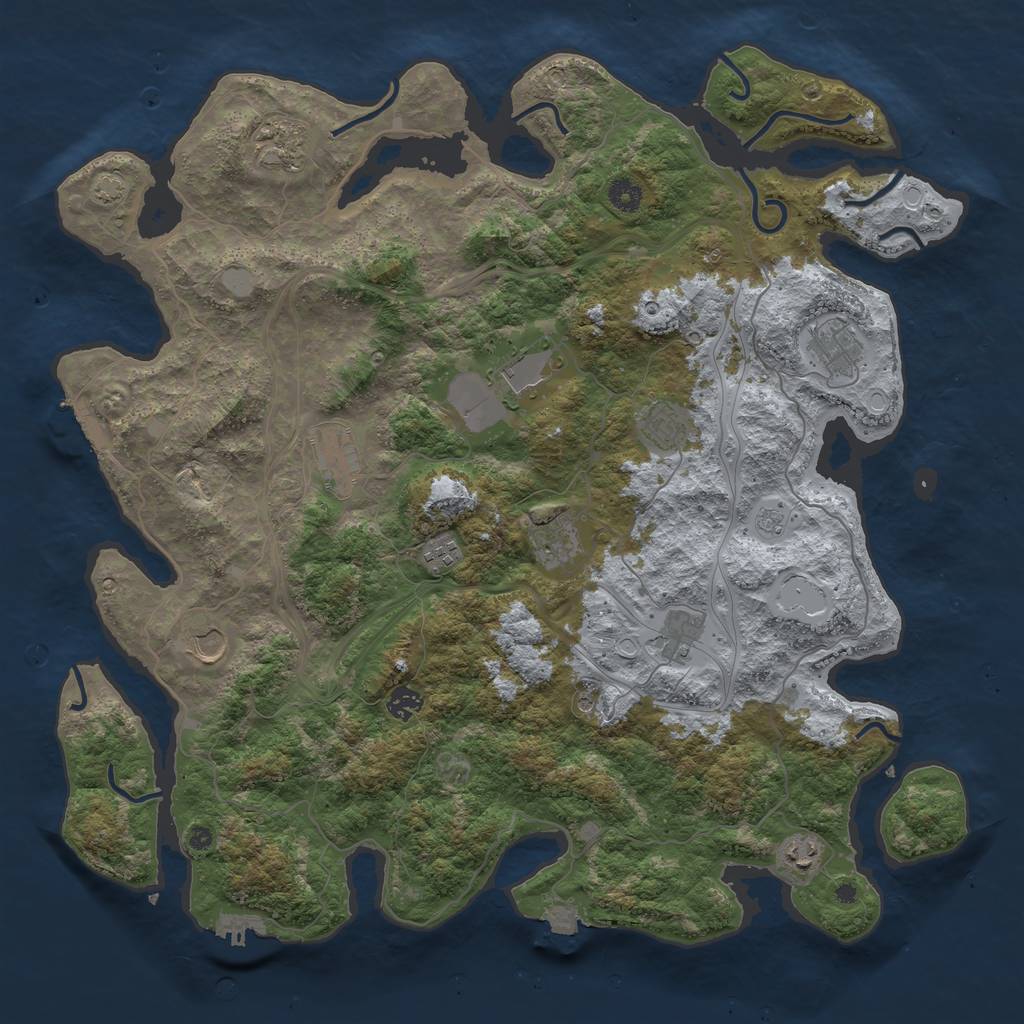 Rust Map: Procedural Map, Size: 4500, Seed: 709613618, 19 Monuments