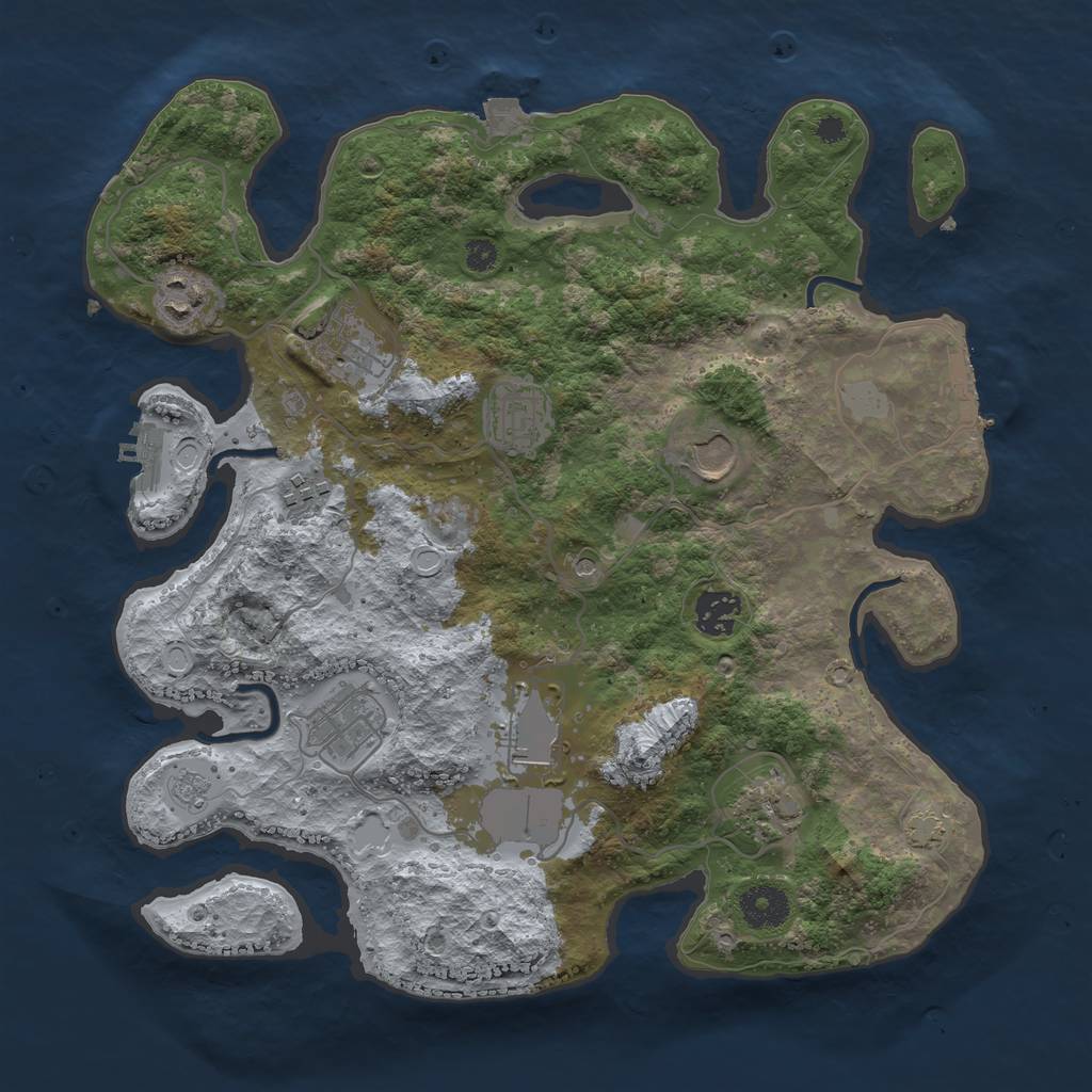 Rust Map: Procedural Map, Size: 3500, Seed: 1995504927, 17 Monuments