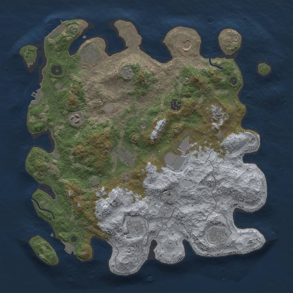 Rust Map: Procedural Map, Size: 4050, Seed: 1939380440, 18 Monuments