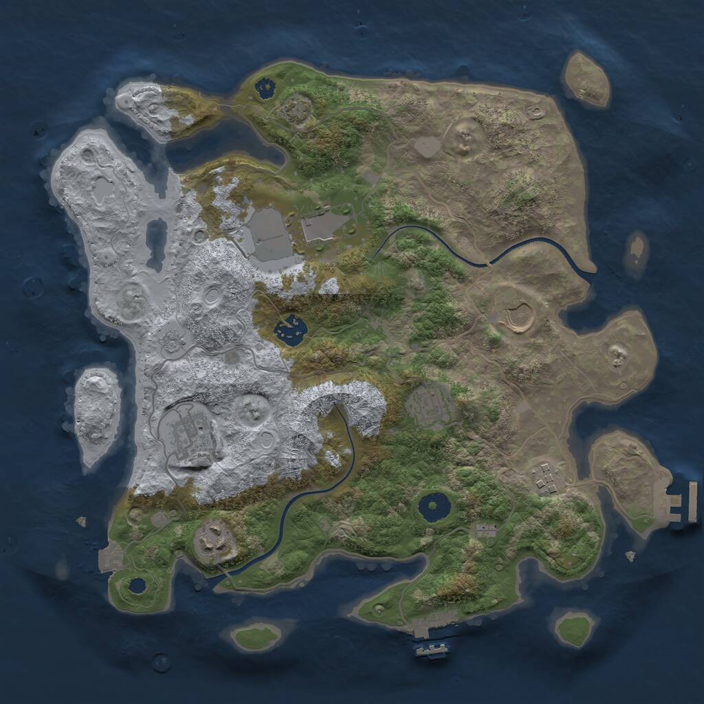 Rust Map: Procedural Map, Size: 3500, Seed: 844049359, 12 Monuments