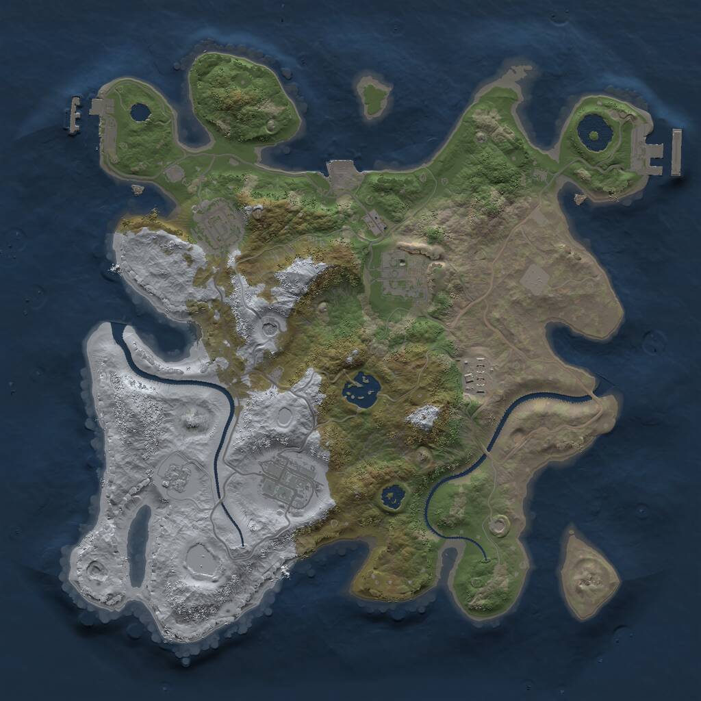 Rust Map: Procedural Map, Size: 3000, Seed: 65213, 10 Monuments