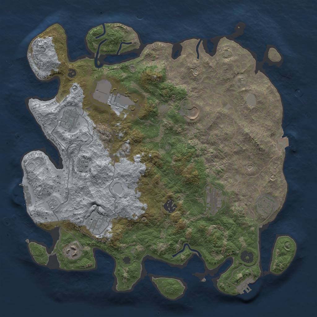 Rust Map: Procedural Map, Size: 3700, Seed: 41335713, 17 Monuments