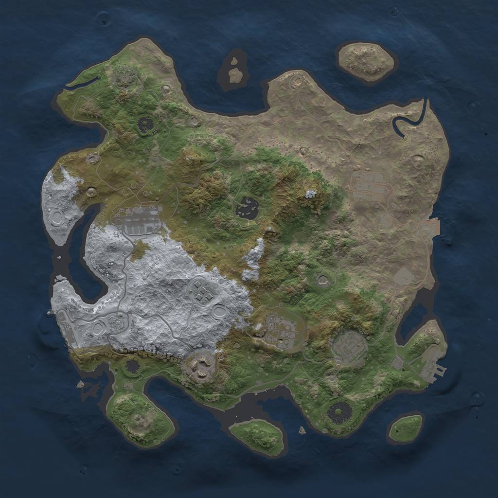Rust Map: Procedural Map, Size: 3250, Seed: 266783390, 15 Monuments