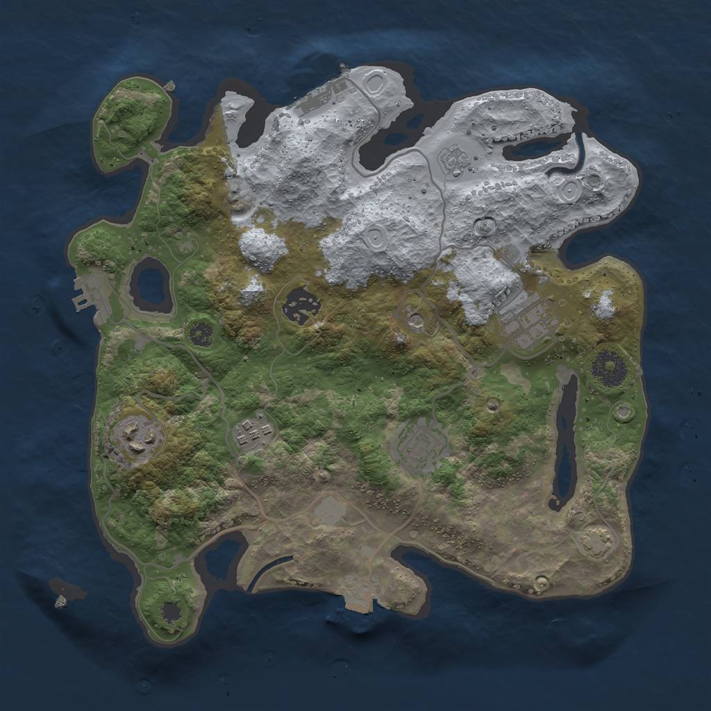 Rust Map: Procedural Map, Size: 3000, Seed: 1004590424, 13 Monuments