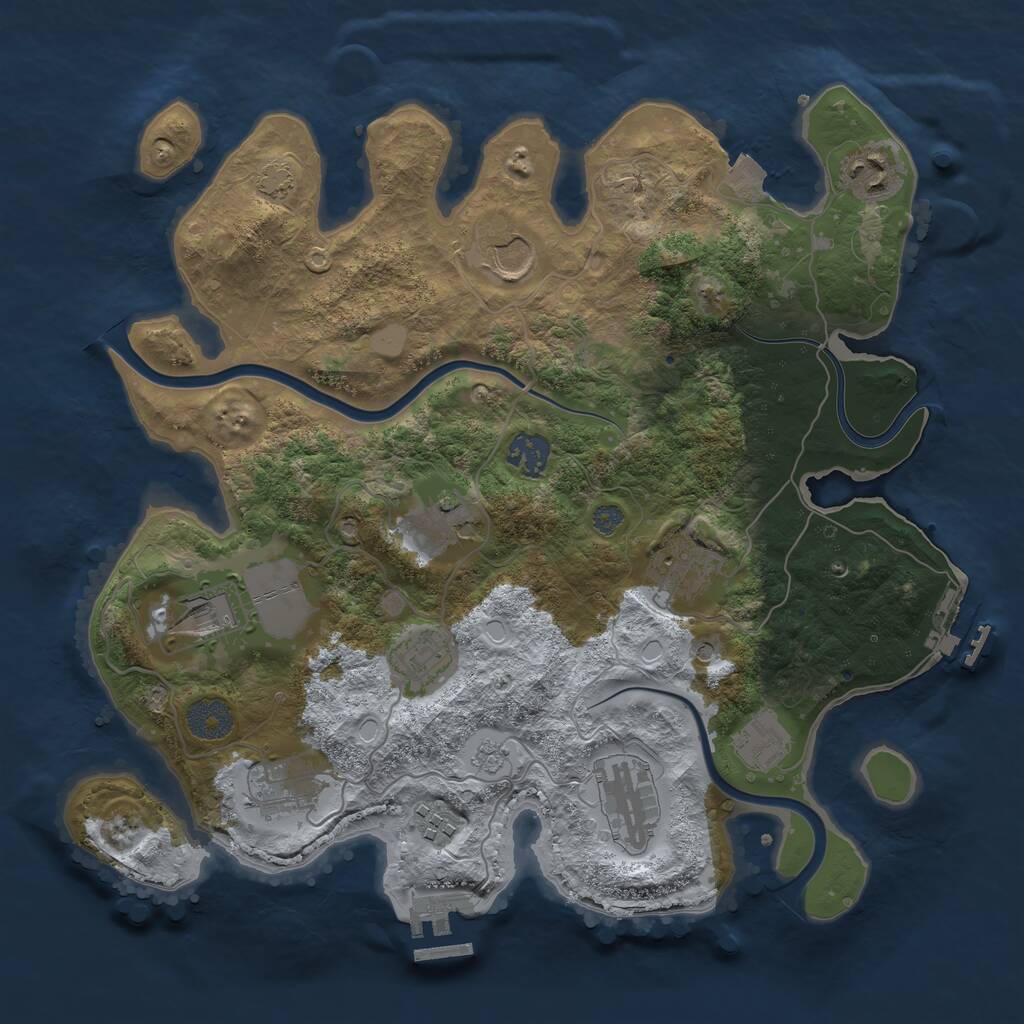 Rust Map: Procedural Map, Size: 3500, Seed: 980037267, 18 Monuments