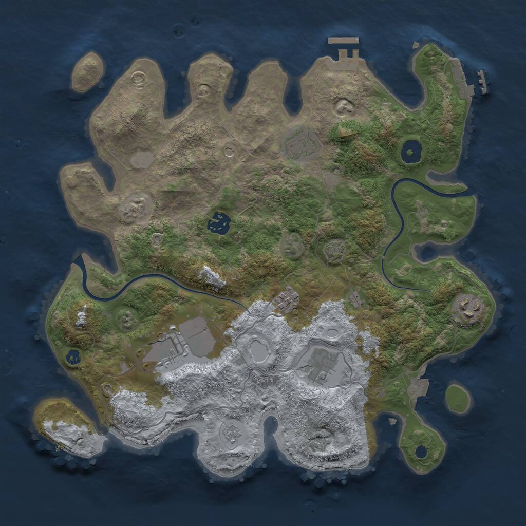 Rust Map: Procedural Map, Size: 3500, Seed: 980037267, 12 Monuments