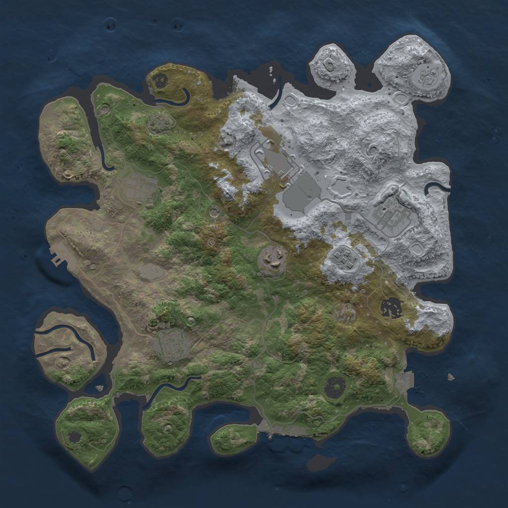 Rust Map: Procedural Map, Size: 3500, Seed: 25091971, 15 Monuments