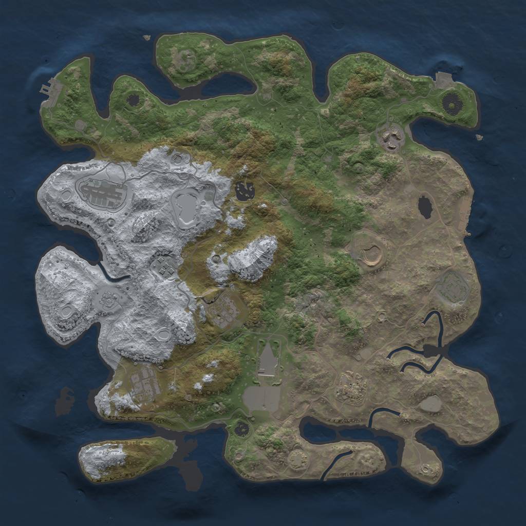 Rust Map: Procedural Map, Size: 3800, Seed: 1328411959, 18 Monuments