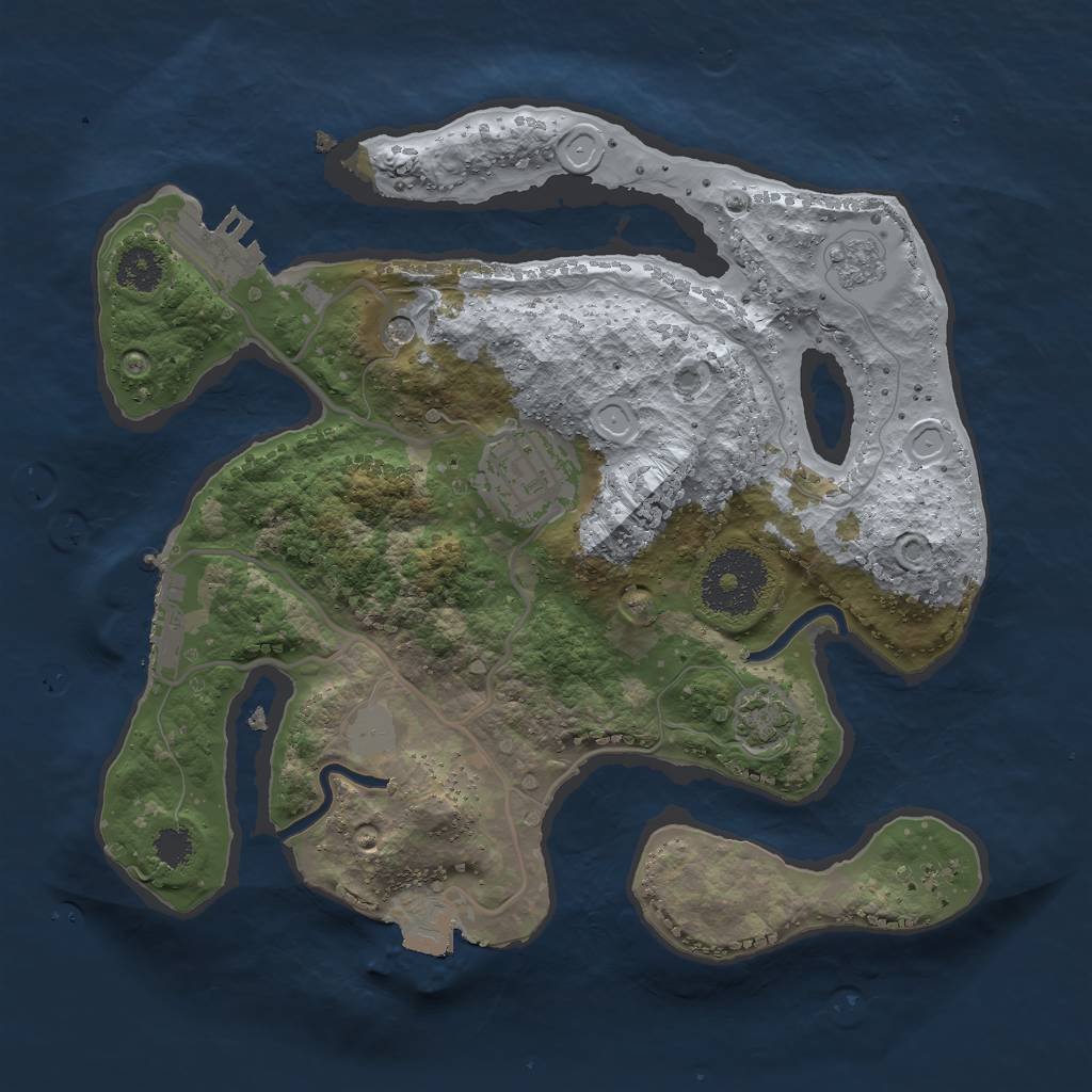 Rust Map: Procedural Map, Size: 2500, Seed: 245050581, 9 Monuments