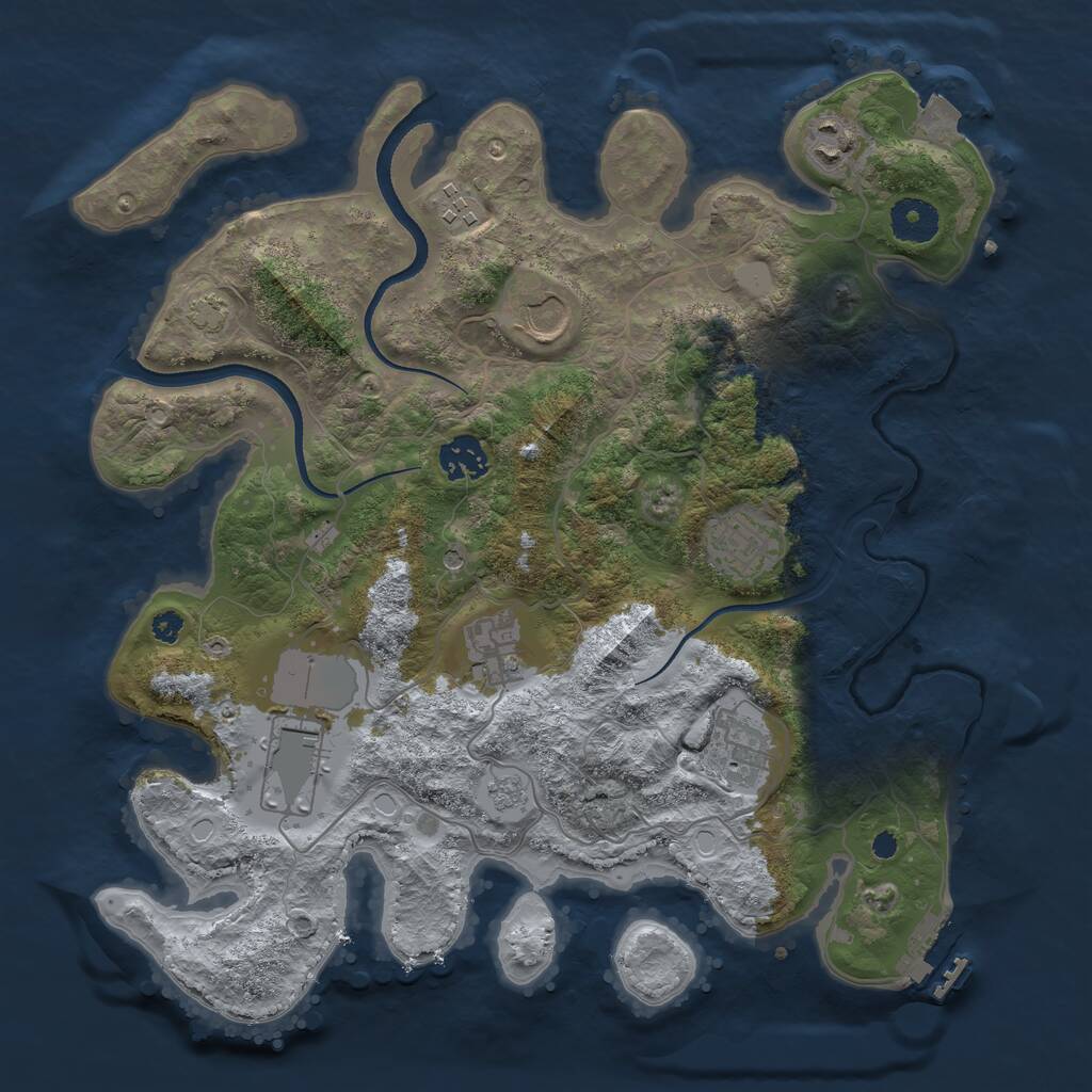 Rust Map: Procedural Map, Size: 3500, Seed: 760721075, 13 Monuments