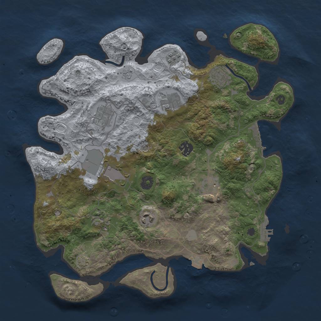 Rust Map: Procedural Map, Size: 3500, Seed: 1276947920, 17 Monuments