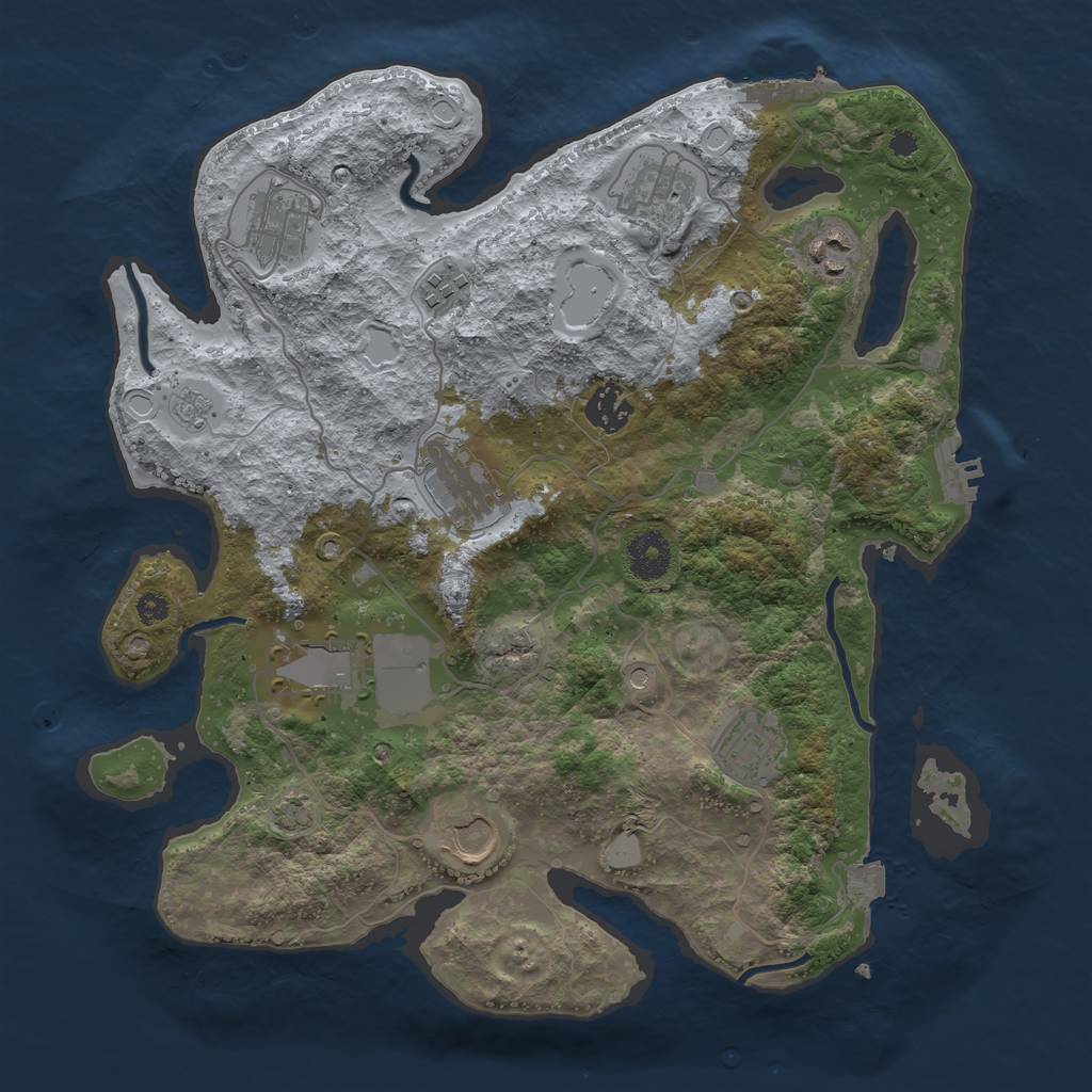 Rust Map: Procedural Map, Size: 3500, Seed: 1445668964, 17 Monuments