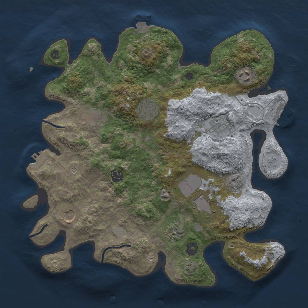 Rust Map: Procedural Map, Size: 3500, Seed: 1989624901, 16 Monuments