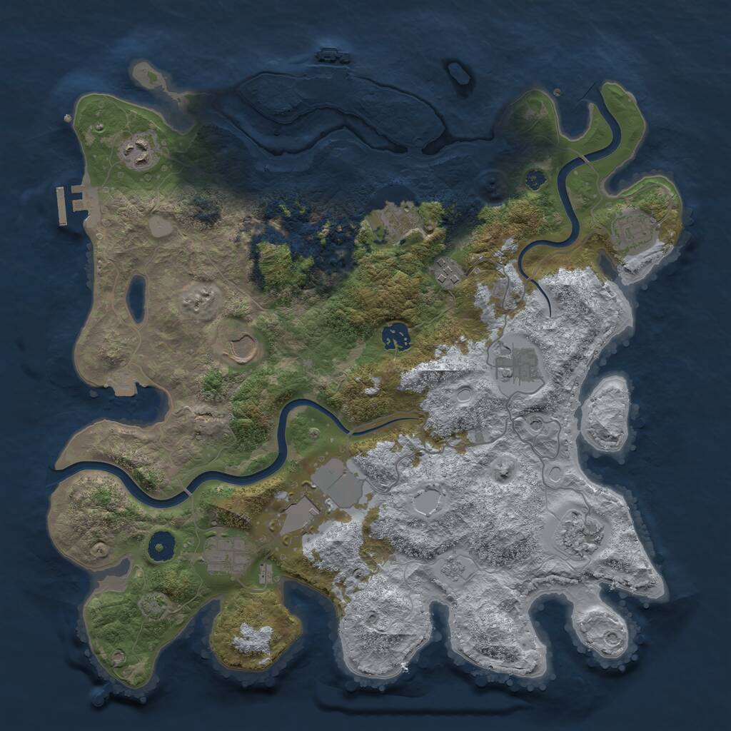 Rust Map: Procedural Map, Size: 3800, Seed: 1714643290, 16 Monuments
