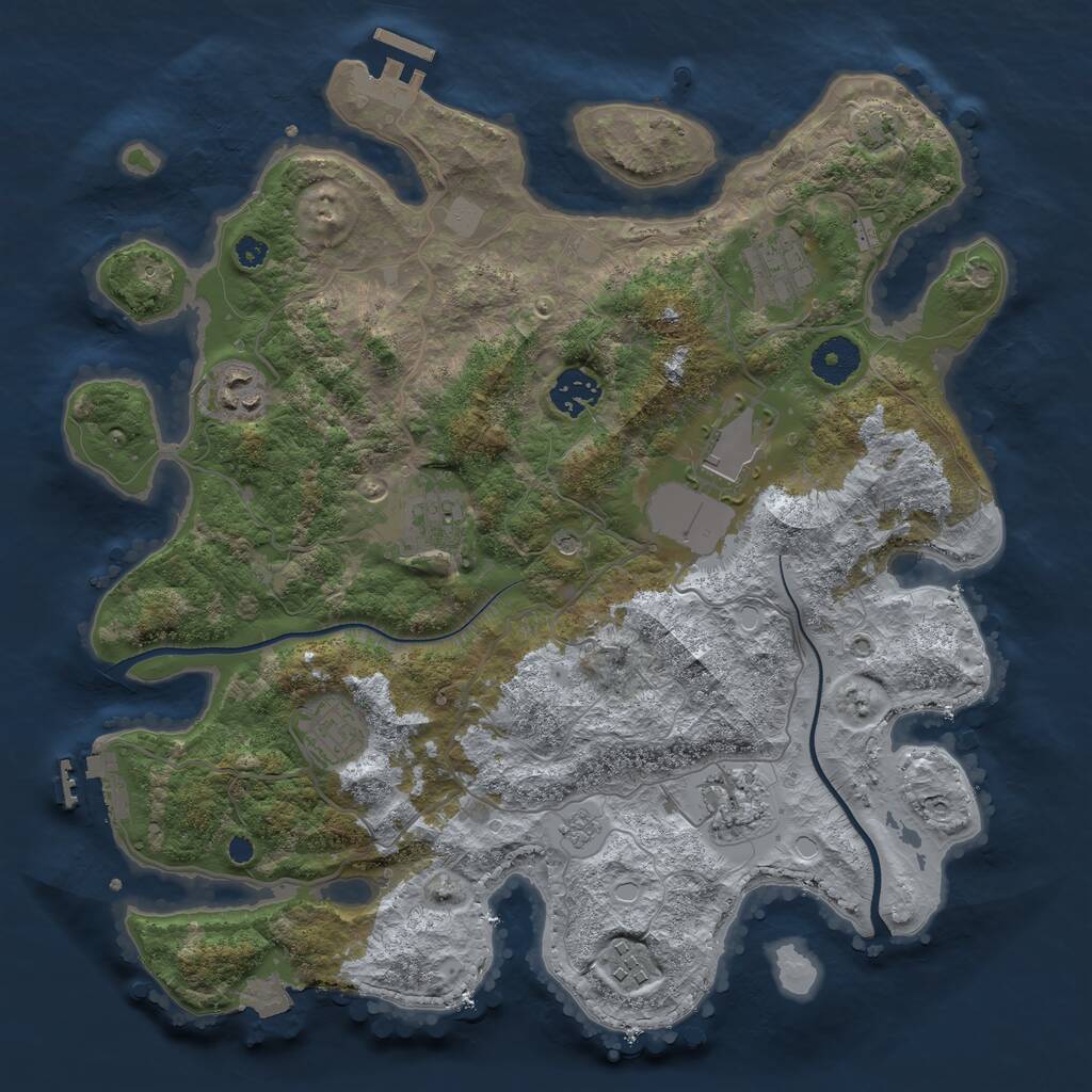 Rust Map: Procedural Map, Size: 3500, Seed: 1186375967, 14 Monuments