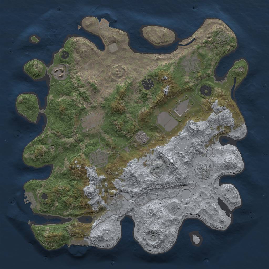 Rust Map: Procedural Map, Size: 3500, Seed: 1186375967, 17 Monuments