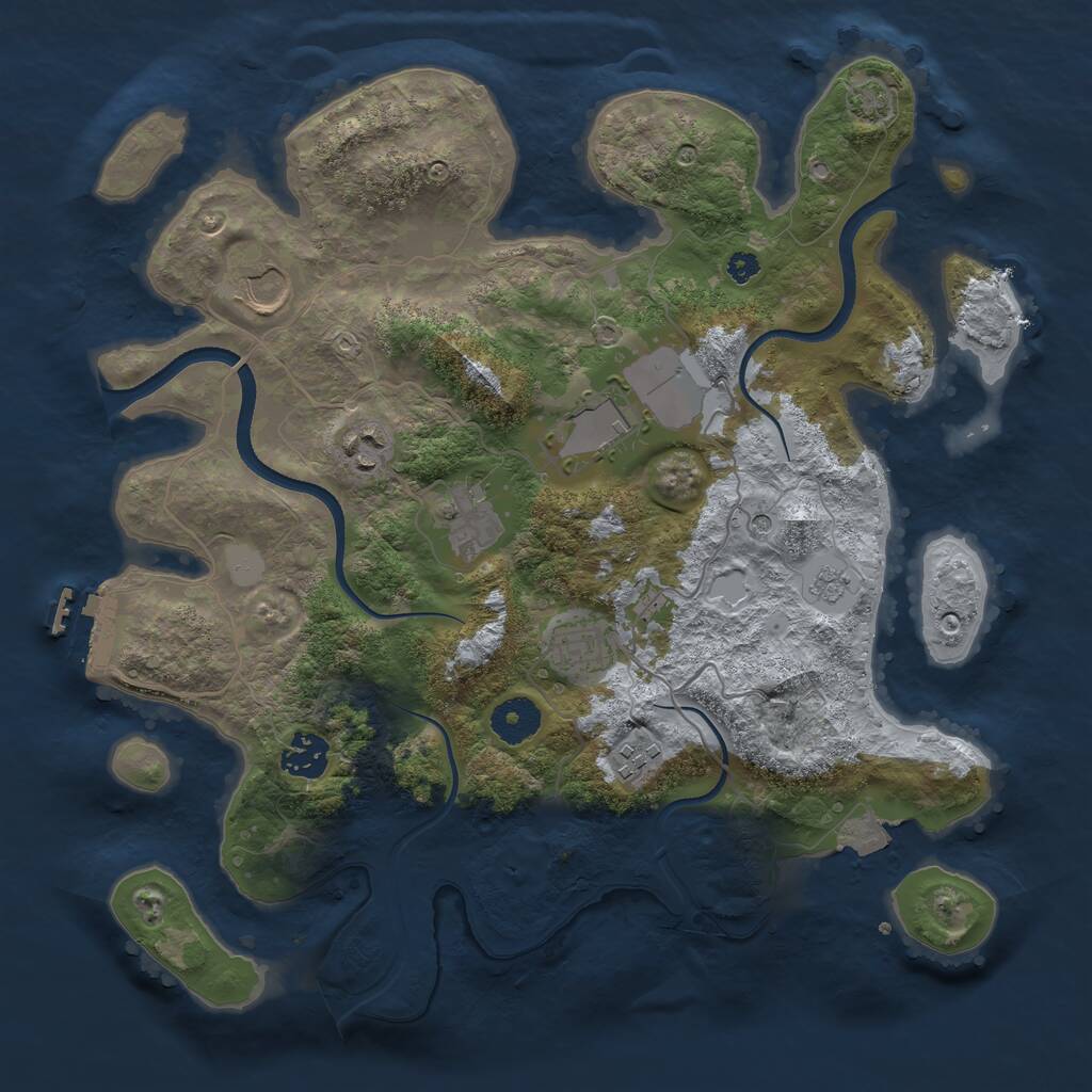 Rust Map: Procedural Map, Size: 3500, Seed: 394084392, 12 Monuments
