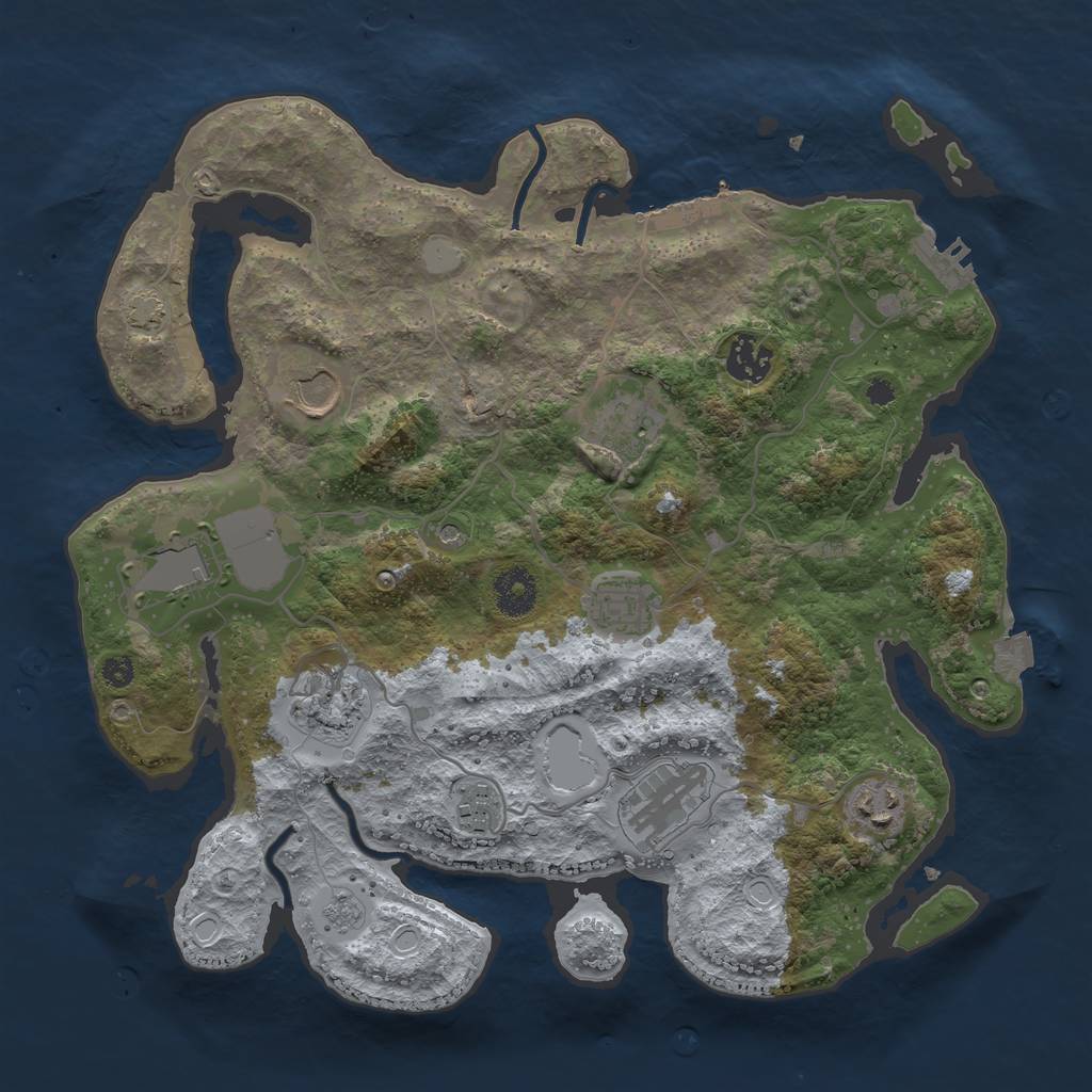Rust Map: Procedural Map, Size: 3500, Seed: 1872976539, 17 Monuments