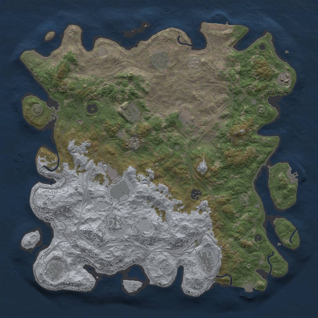 Rust Map: Procedural Map, Size: 4500, Seed: 90095462, 18 Monuments