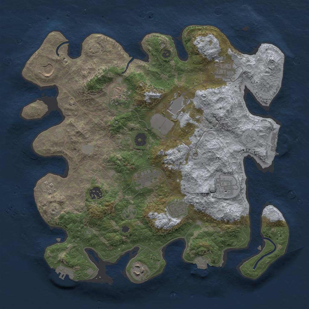 Rust Map: Procedural Map, Size: 3600, Seed: 71600983, 18 Monuments