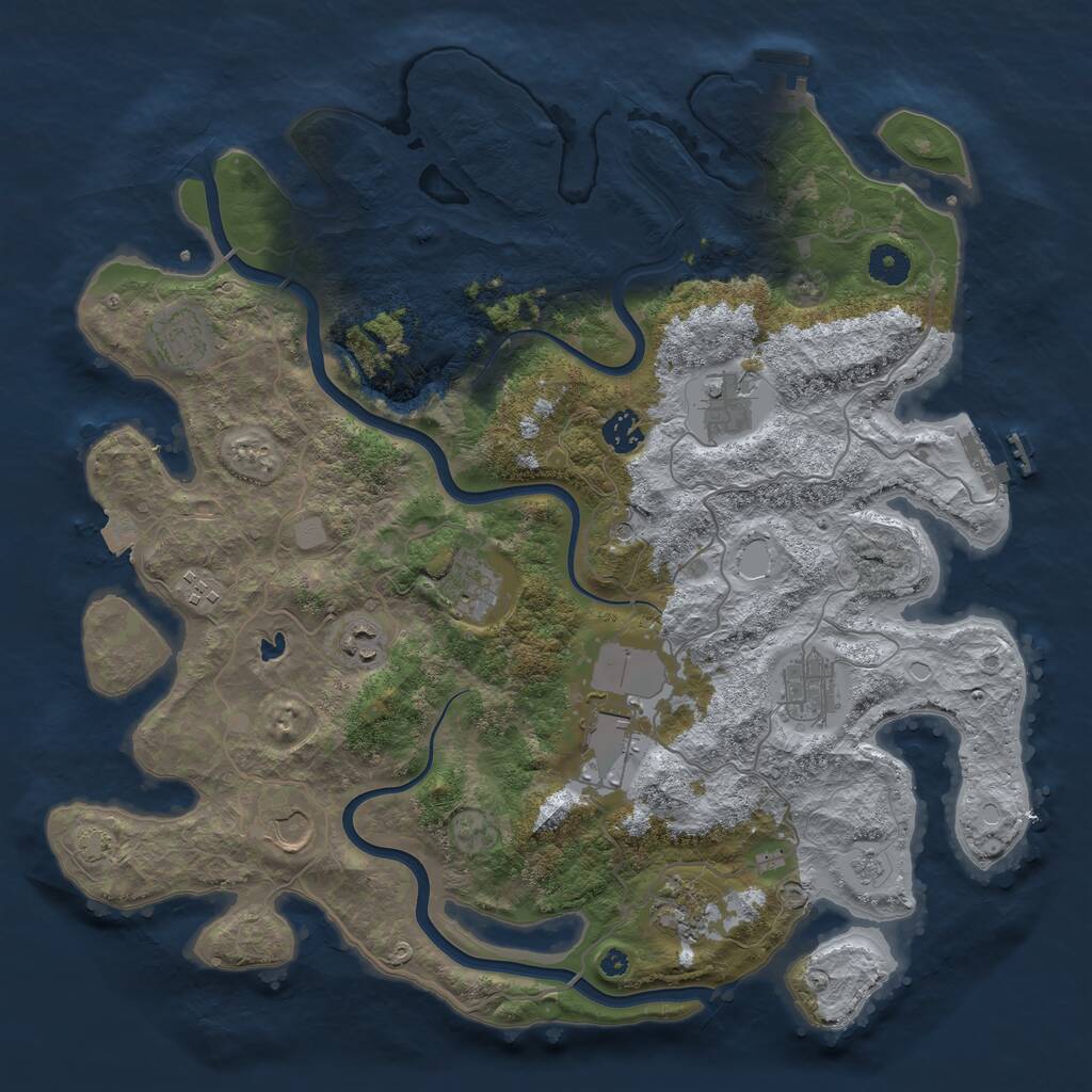 Rust Map: Procedural Map, Size: 4000, Seed: 1700743546, 16 Monuments