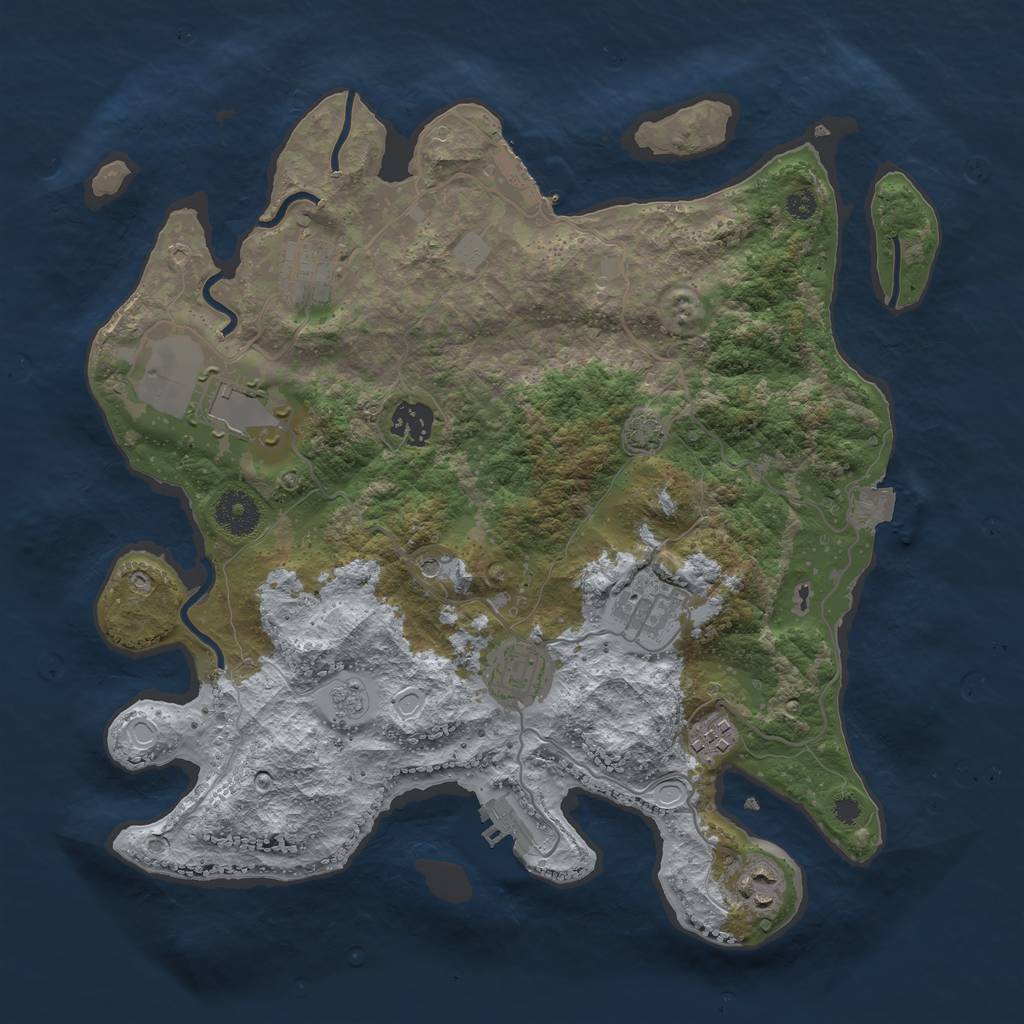 Rust Map: Procedural Map, Size: 3500, Seed: 939521693, 15 Monuments