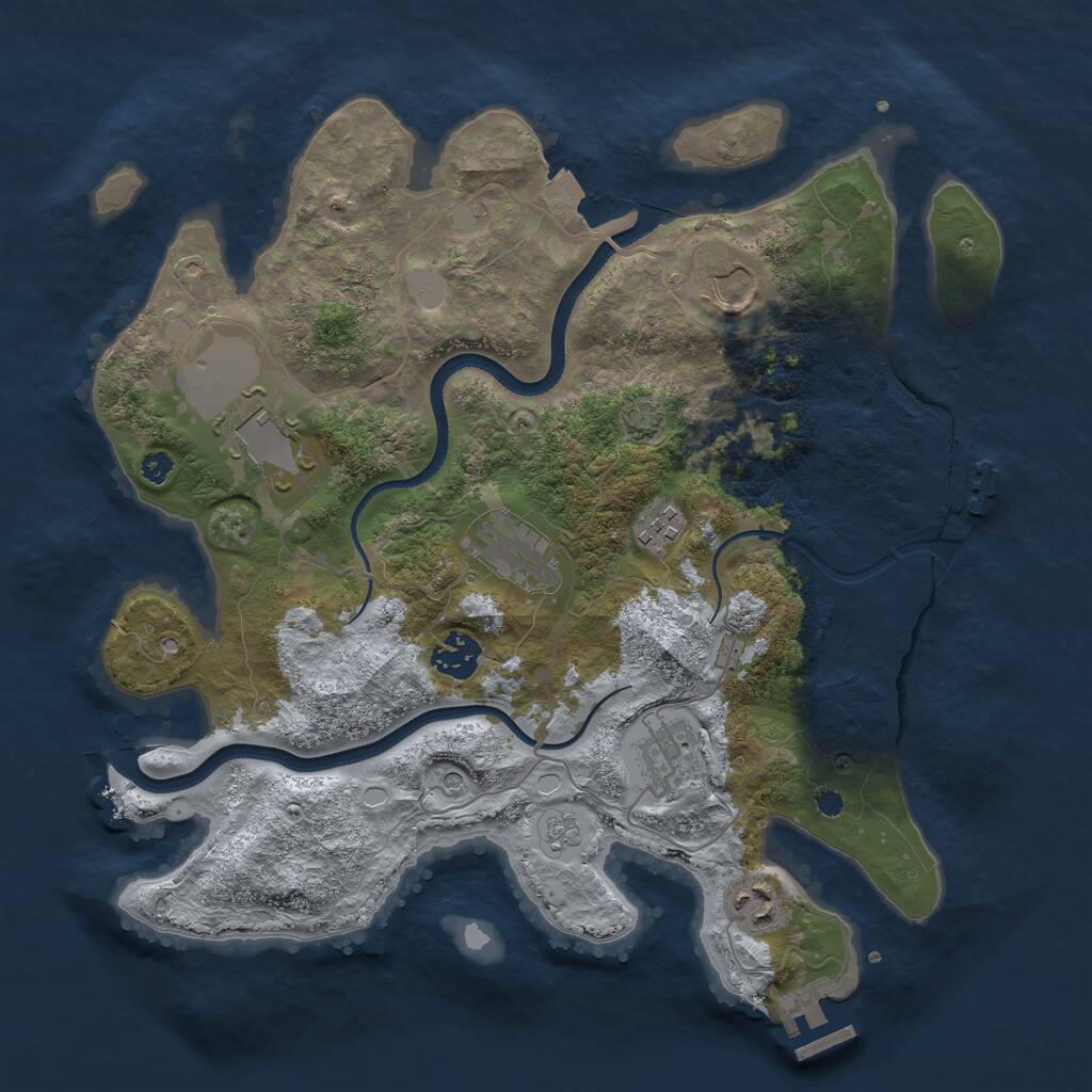Rust Map: Procedural Map, Size: 3500, Seed: 939521693, 13 Monuments