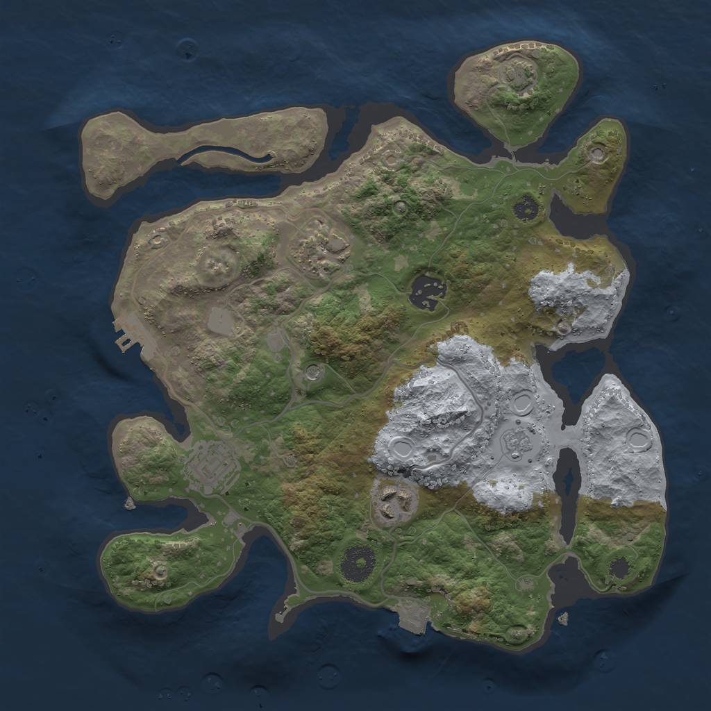 Rust Map: Procedural Map, Size: 3000, Seed: 1223629462, 11 Monuments
