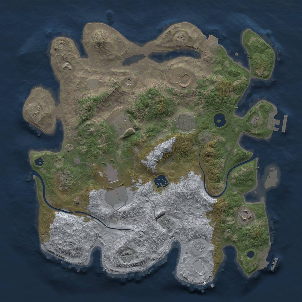 Rust Map: Procedural Map, Size: 3500, Seed: 1197367423, 14 Monuments