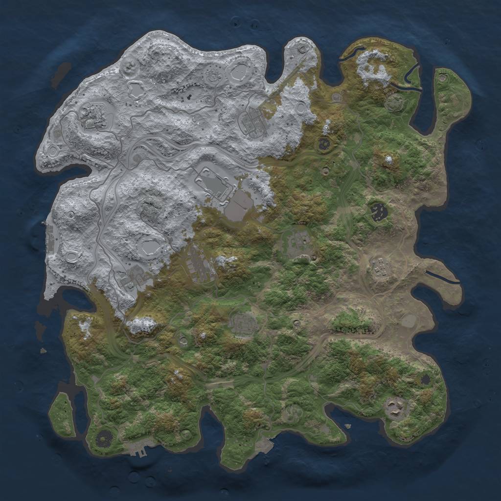 Rust Map: Procedural Map, Size: 4250, Seed: 1537257634, 18 Monuments