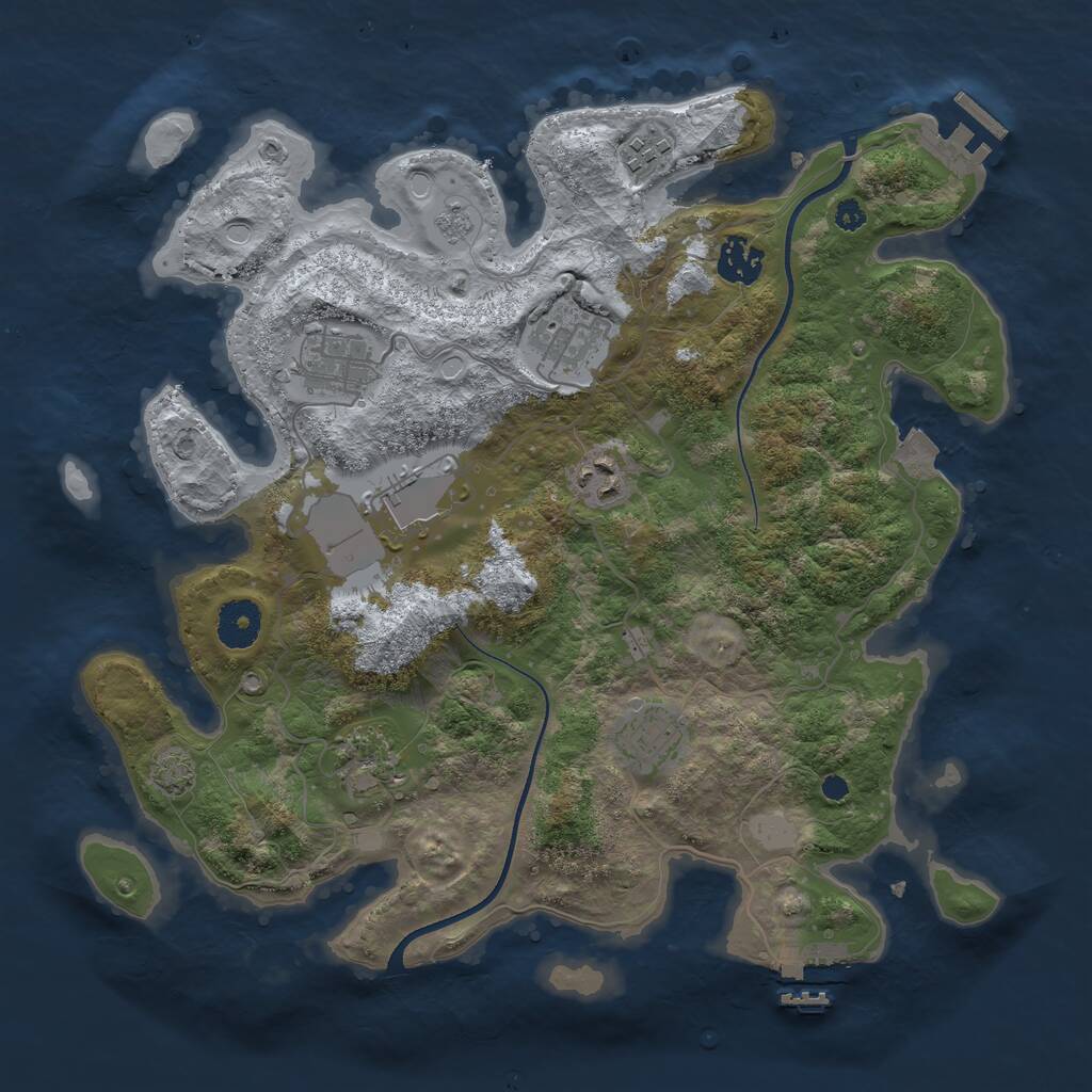 Rust Map: Procedural Map, Size: 3500, Seed: 851588264, 13 Monuments