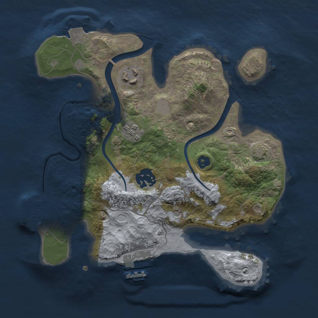 Rust Map: Procedural Map, Size: 2500, Seed: 1492391149, 8 Monuments