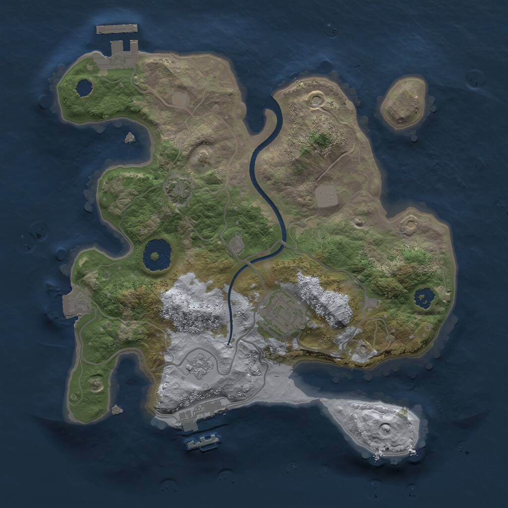 Rust Map: Procedural Map, Size: 2500, Seed: 1492391149, 6 Monuments