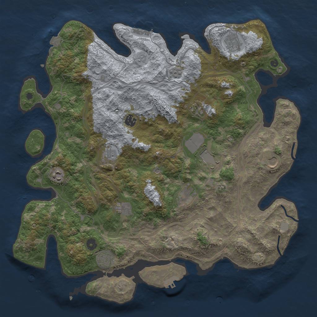 Rust Map: Procedural Map, Size: 4250, Seed: 1001258420, 19 Monuments